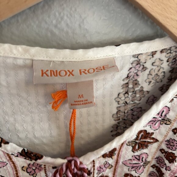 Knox Rose Women's Medium White Paisley Babydoll Top Lightweight Boho Flutter Sle - Picture 12 of 16